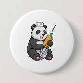 Panda als Krankenschwester mit Spritze Button (Vorderseite)