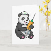 Panda als Krankenschwester mit Spritze Karte (Gelbe Blume)