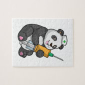 Panda als Krankenschwester mit Spritze Puzzle (Horizontal)
