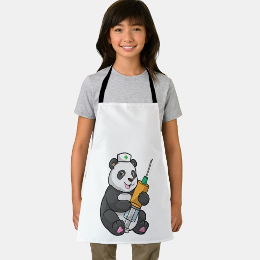 Panda als Krankenschwester mit Spritze Schürze (Insitu)