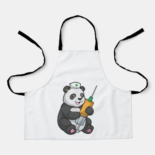 Panda als Krankenschwester mit Spritze Schürze (Vorderseite)