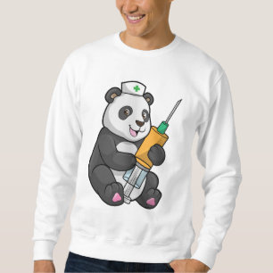 Panda als Krankenschwester mit Spritze Sweatshirt