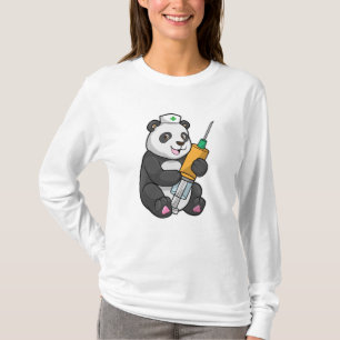 Panda als Krankenschwester mit Spritze T-Shirt