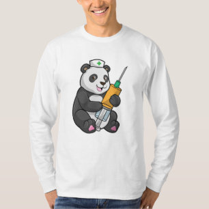 Panda als Krankenschwester mit Spritze T-Shirt