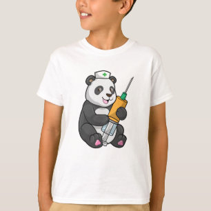 Panda als Krankenschwester mit Spritze T-Shirt