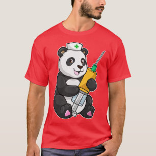 Panda als Krankenschwester mit Spritze T-Shirt