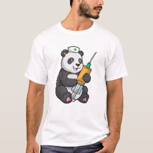 Panda als Krankenschwester mit Spritze T-Shirt
