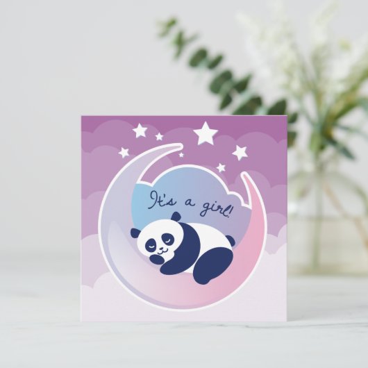 Panda als "Mädchen"-Geburtsankündigung Ankündigung (Stehend Vorderseite)