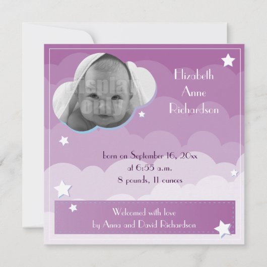 Panda als "Mädchen"-Geburtsankündigung Ankündigung (Rückseite)