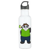 Panda als Maler mit Pinsel Edelstahlflasche (Vorderseite)