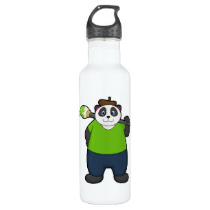 Panda als Maler mit Pinsel Edelstahlflasche