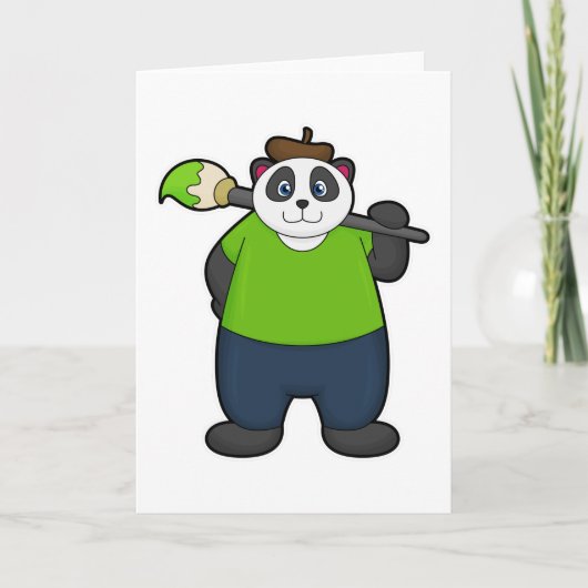 Panda als Maler mit Pinsel Karte (Vorderseite)