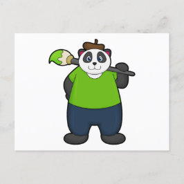 Panda als Maler mit Pinsel Postkarte