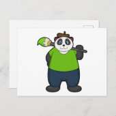 Panda als Maler mit Pinsel Postkarte (Vorne/Hinten)