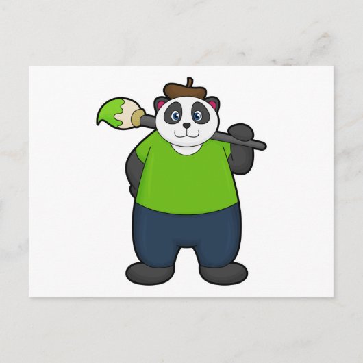Panda als Maler mit Pinsel Postkarte (Vorderseite)