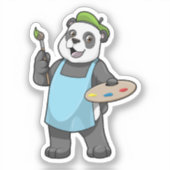 Panda als Maler mit Pinsel und Farbe Aufkleber (Vorderseite)