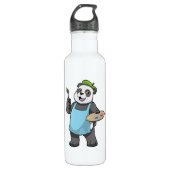 Panda als Maler mit Pinsel und Farbe Edelstahlflasche (Vorderseite)
