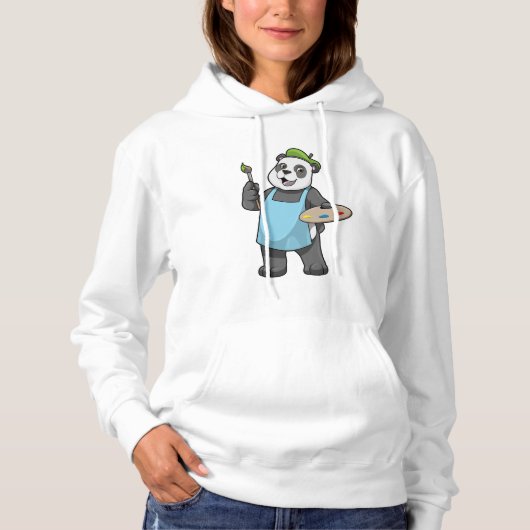 Panda als Maler mit Pinsel und Farbe Hoodie (Vorderseite)