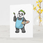 Panda als Maler mit Pinsel und Farbe Karte (Gelbe Blume)