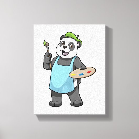 Panda als Maler mit Pinsel und Farbe Leinwanddruck (Vorderseite)
