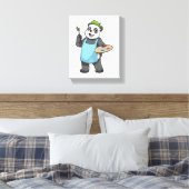 Panda als Maler mit Pinsel und Farbe Leinwanddruck (Insitu (Schlafzimmer))