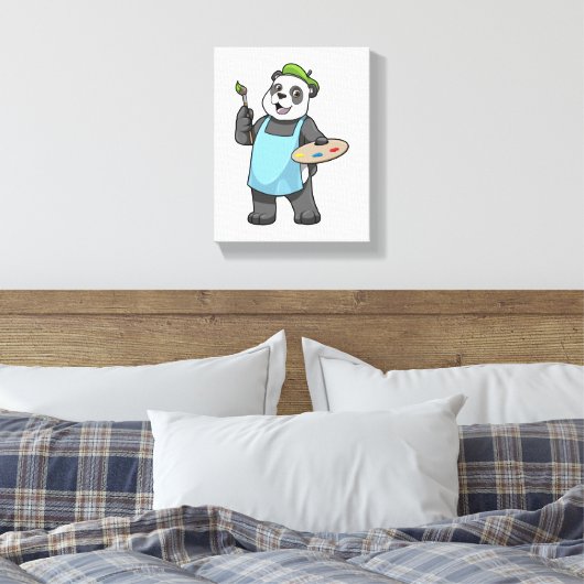 Panda als Maler mit Pinsel und Farbe Leinwanddruck (Insitu (Schlafzimmer))