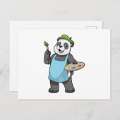 Panda als Maler mit Pinsel und Farbe Postkarte (Vorne/Hinten)