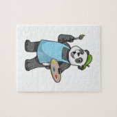 Panda als Maler mit Pinsel und Farbe Puzzle (Horizontal)