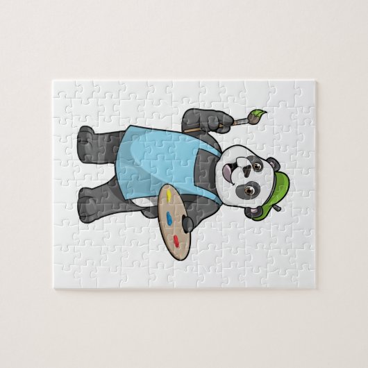 Panda als Maler mit Pinsel und Farbe Puzzle (Horizontal)