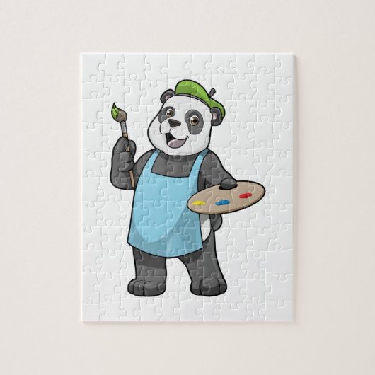 Panda als Maler mit Pinsel und Farbe Puzzle (Vertikal)