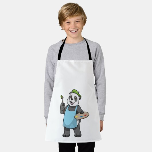 Panda als Maler mit Pinsel und Farbe Schürze (Getragen)