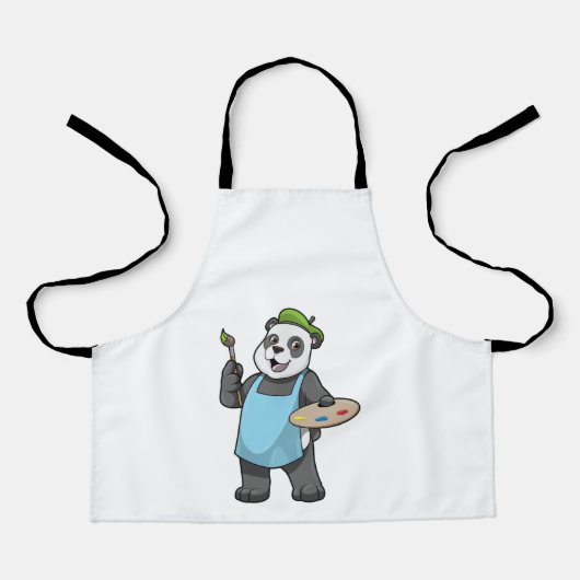 Panda als Maler mit Pinsel und Farbe Schürze (Vorderseite)