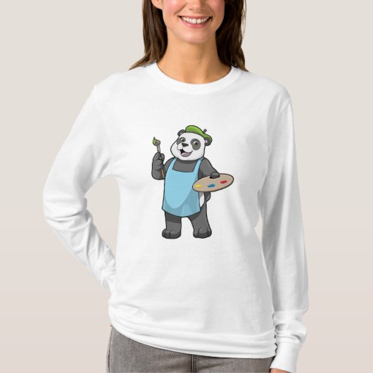 Panda als Maler mit Pinsel und Farbe T-Shirt (Vorderseite)