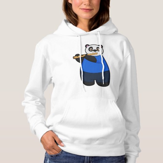 Panda als Musiker mit Flute Hoodie (Vorderseite)