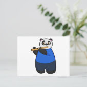 Panda als Musiker mit Flute Postkarte (Stehend Vorderseite)
