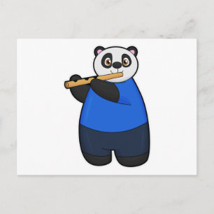 Panda als Musiker mit Flute Postkarte