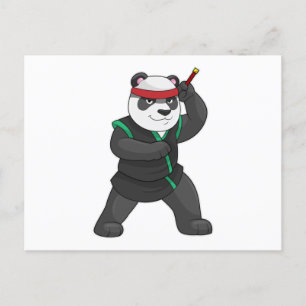 Panda als Ninja im Kostüm Postkarte