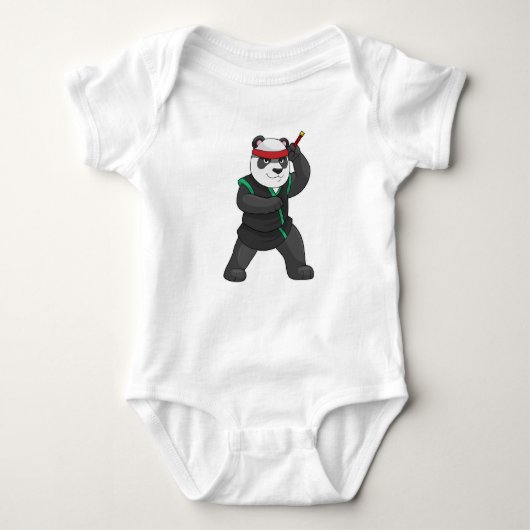 Panda als Ninja in Kostüm Baby Strampler (Vorderseite)