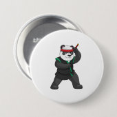 Panda als Ninja in Kostüm Button (Vorne & Hinten)