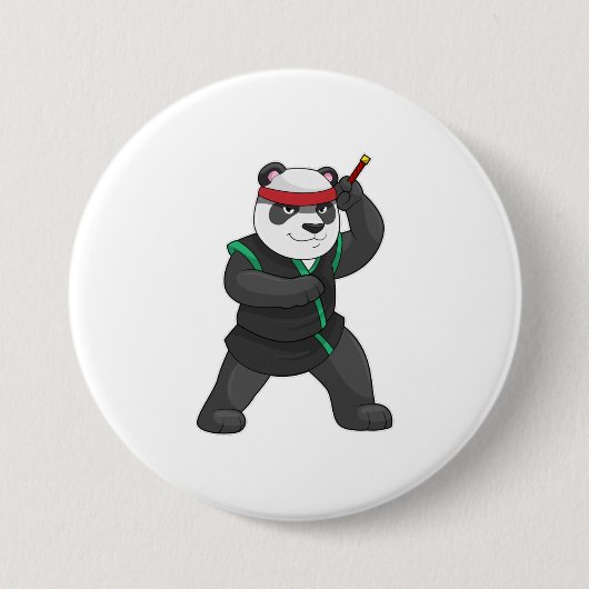 Panda als Ninja in Kostüm Button (Vorderseite)