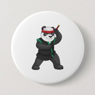 Panda als Ninja in Kostüm Button