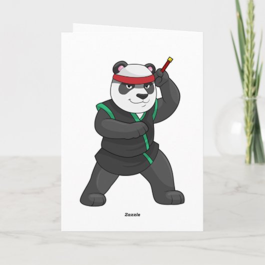 Panda als Ninja in Kostüm Karte (Rückseite)