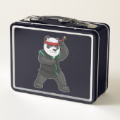 Panda als Ninja in Kostüm Metall Brotdose (Rückseite)