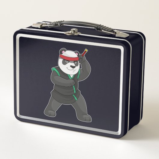 Panda als Ninja in Kostüm Metall Brotdose (Vorderseite)