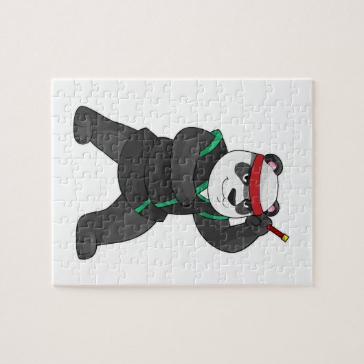 Panda als Ninja in Kostüm Puzzle (Horizontal)