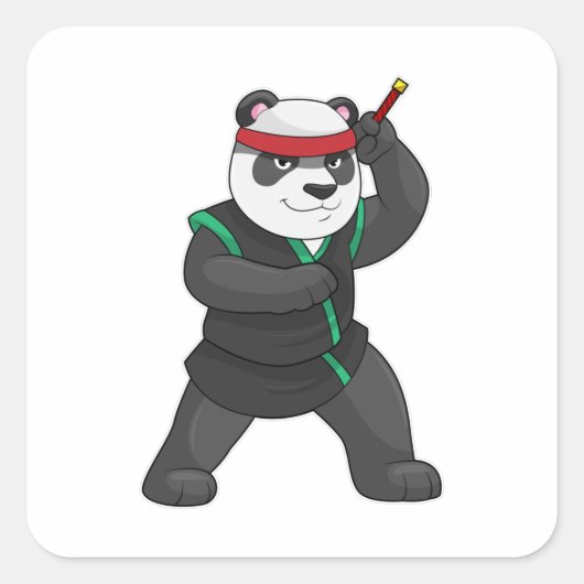 Panda als Ninja in Kostüm Quadratischer Aufkleber (Vorderseite)