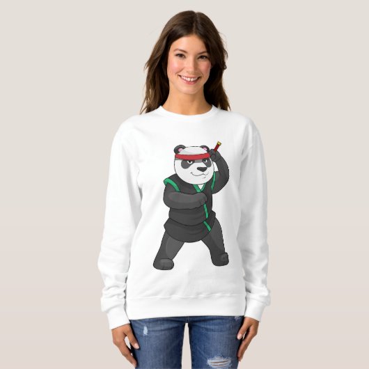 Panda als Ninja in Kostüm Sweatshirt (Vorne ganz)