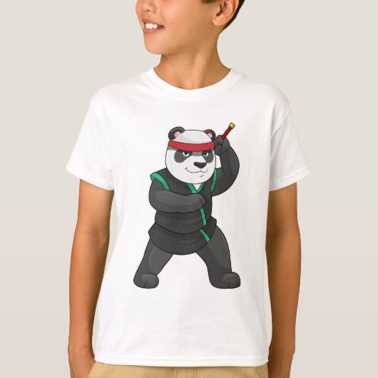 Panda als Ninja in Kostüm T-Shirt (Vorderseite)
