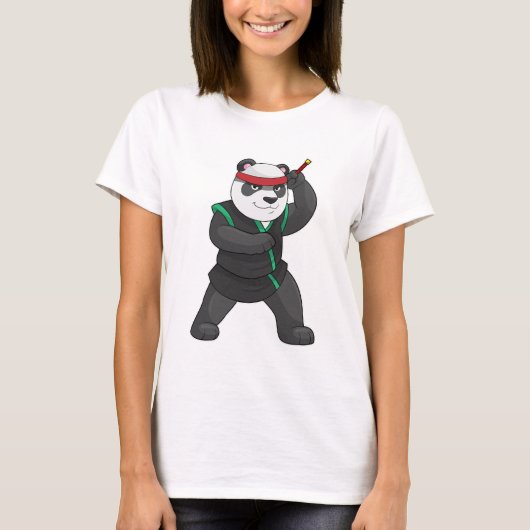 Panda als Ninja in Kostüm T-Shirt (Vorderseite)