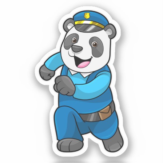 Panda als Polizeibeamter mit Polizeihelm Aufkleber (Vorderseite)